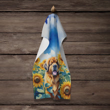 Load image into Gallery viewer, Tibetan Mastiff in Sunflowers Kitchen Towel