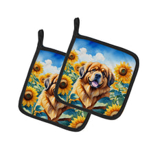 Load image into Gallery viewer, Tibetan Mastiff in Sunflowers Pot Holders - Set of 2 Decorative Kitchen Helpers | Made in the USA