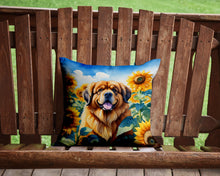 Load image into Gallery viewer, Tibetan Mastiff in Sunflowers Throw Pillow - 14x14 Decorative Pillow – Art for Your Home &amp; Patio