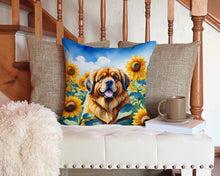 Load image into Gallery viewer, Tibetan Mastiff in Sunflowers Throw Pillow - 14x14 Decorative Pillow – Art for Your Home &amp; Patio