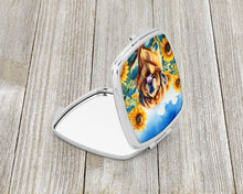 Load image into Gallery viewer, Tibetan Mastiff in Sunflowers Compact Mirror – Stylish Purse Mirror with Artistic Covers
