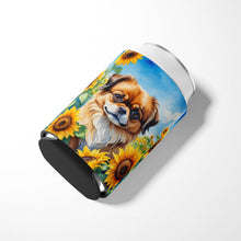 Load image into Gallery viewer, Tibetan Spaniel in Sunflowers Can or Bottle Hugger