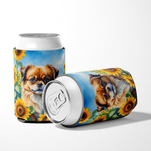 Load image into Gallery viewer, Tibetan Spaniel in Sunflowers Can or Bottle Hugger