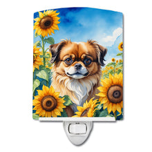 Load image into Gallery viewer, Tibetan Spaniel in Sunflowers Ceramic Night Light