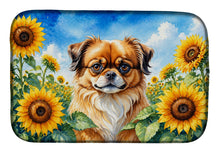 Load image into Gallery viewer, Tibetan Spaniel in Sunflowers Dish Drying Mat Absorbent Dish Drying Mat Pad for Kitchen Counter Dish Drainer Mat for Countertop, 14 x 21", Multicolor