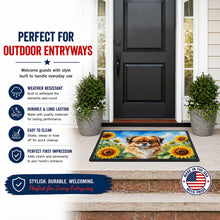 Load image into Gallery viewer, Tibetan Spaniel in Sunflowers Doormat Front Door Mat Indoor Outdoor Rugs for Entryway, Non Slip Washable Low Pile, 18H X 27W