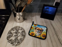 Load image into Gallery viewer, Tibetan Spaniel in Sunflowers Pot Holders - Set of 2 Decorative Kitchen Helpers | Made in the USA
