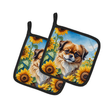 Load image into Gallery viewer, Tibetan Spaniel in Sunflowers Pot Holders - Set of 2 Decorative Kitchen Helpers | Made in the USA