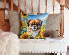 Load image into Gallery viewer, Tibetan Spaniel in Sunflowers Throw Pillow - 14x14 Decorative Pillow – Art for Your Home &amp; Patio