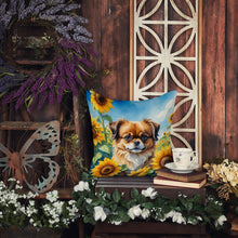 Load image into Gallery viewer, Tibetan Spaniel in Sunflowers Throw Pillow - 14x14 Decorative Pillow – Art for Your Home &amp; Patio