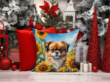 Load image into Gallery viewer, Tibetan Spaniel in Sunflowers Throw Pillow - 14x14 Decorative Pillow – Art for Your Home &amp; Patio