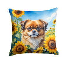 Load image into Gallery viewer, Tibetan Spaniel in Sunflowers Throw Pillow