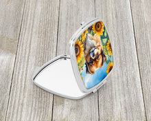 Load image into Gallery viewer, Tibetan Spaniel in Sunflowers Compact Mirror – Stylish Purse Mirror with Artistic Covers