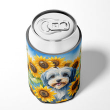 Load image into Gallery viewer, Tibetan Terrier in Sunflowers Can or Bottle Hugger