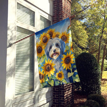 Load image into Gallery viewer, Tibetan Terrier in Sunflowers House Flag