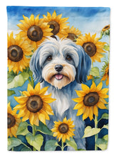 Load image into Gallery viewer, Tibetan Terrier in Sunflowers House Flag