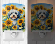 Load image into Gallery viewer, Tibetan Terrier in Sunflowers Ceramic Night Light