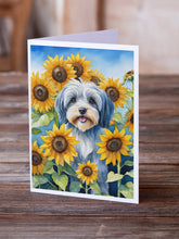 Load image into Gallery viewer, Tibetan Terrier in Sunflowers Greeting Cards - Blank Note Cards – 8-Pack of Artist-Designed Cards with Envelopes