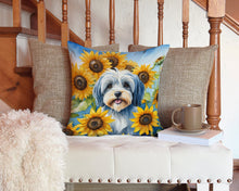 Load image into Gallery viewer, Tibetan Terrier in Sunflowers Throw Pillow - 14x14 Decorative Pillow – Art for Your Home &amp; Patio
