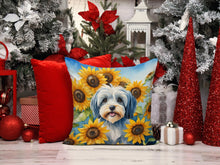 Load image into Gallery viewer, Tibetan Terrier in Sunflowers Throw Pillow - 14x14 Decorative Pillow – Art for Your Home &amp; Patio