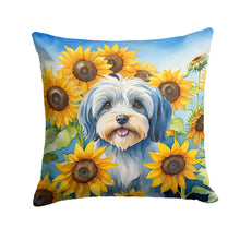 Load image into Gallery viewer, Tibetan Terrier in Sunflowers Throw Pillow - 14x14 Decorative Pillow – Art for Your Home &amp; Patio