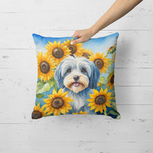 Load image into Gallery viewer, Tibetan Terrier in Sunflowers Throw Pillow