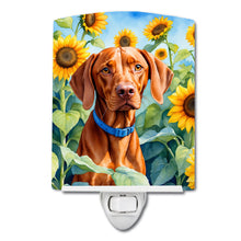 Load image into Gallery viewer, Vizsla in Sunflowers Ceramic Night Light