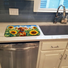 Load image into Gallery viewer, Vizsla in Sunflowers Dish Drying Mat Absorbent Dish Drying Mat Pad for Kitchen Counter Dish Drainer Mat for Countertop, 14 x 21", Multicolor