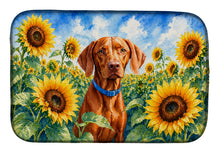 Load image into Gallery viewer, Vizsla in Sunflowers Dish Drying Mat Absorbent Dish Drying Mat Pad for Kitchen Counter Dish Drainer Mat for Countertop, 14 x 21", Multicolor