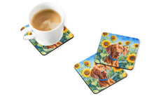 Load image into Gallery viewer, Vizsla in Sunflowers Coasters - Set of 4 Lightweight Foam, Absorbent Drink Coasters