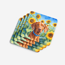 Load image into Gallery viewer, Vizsla in Sunflowers Coasters - Set of 4 Lightweight Foam, Absorbent Drink Coasters