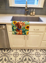 Load image into Gallery viewer, Vizsla in Sunflowers Kitchen Towel