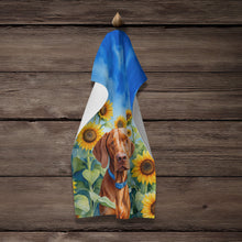 Load image into Gallery viewer, Vizsla in Sunflowers Kitchen Towel