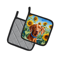 Load image into Gallery viewer, Vizsla in Sunflowers Pot Holders - Set of 2 Decorative Kitchen Helpers | Made in the USA