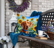 Load image into Gallery viewer, Vizsla in Sunflowers Throw Pillow