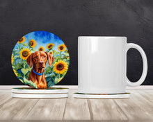 Load image into Gallery viewer, Vizsla in Sunflowers Large Sandstone Coasters Pack of 4