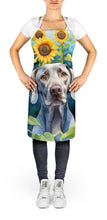 Load image into Gallery viewer, Weimaraner in Sunflowers Apron – Artist-Designed Kitchen, BBQ &amp; Craft Apron