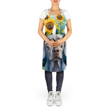 Load image into Gallery viewer, Weimaraner in Sunflowers Apron – Artist-Designed Kitchen, BBQ &amp; Craft Apron