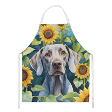 Load image into Gallery viewer, Weimaraner in Sunflowers Apron – Artist-Designed Kitchen, BBQ &amp; Craft Apron