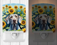 Load image into Gallery viewer, Weimaraner in Sunflowers Ceramic Night Light