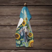 Load image into Gallery viewer, Weimaraner in Sunflowers Kitchen Towel