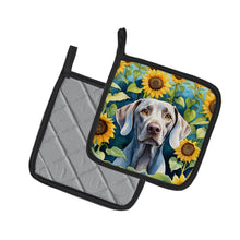 Load image into Gallery viewer, Weimaraner in Sunflowers Pot Holders - Set of 2 Decorative Kitchen Helpers | Made in the USA
