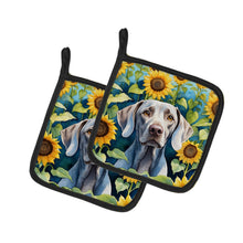 Load image into Gallery viewer, Weimaraner in Sunflowers Pot Holders - Set of 2 Decorative Kitchen Helpers | Made in the USA