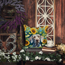 Load image into Gallery viewer, Weimaraner in Sunflowers Throw Pillow