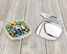 Load image into Gallery viewer, Weimaraner in Sunflowers Compact Mirror – Stylish Purse Mirror with Artistic Covers