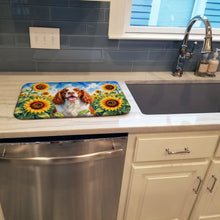 Load image into Gallery viewer, Welsh Springer Spaniel in Sunflowers Dish Drying Mat Absorbent Dish Drying Mat Pad for Kitchen Counter Dish Drainer Mat for Countertop, 14 x 21", Multicolor