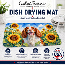 Load image into Gallery viewer, Welsh Springer Spaniel in Sunflowers Dish Drying Mat Absorbent Dish Drying Mat Pad for Kitchen Counter Dish Drainer Mat for Countertop, 14 x 21", Multicolor