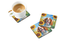Load image into Gallery viewer, Welsh Springer Spaniel in Sunflowers Coasters - Set of 4 Lightweight Foam, Absorbent Drink Coasters
