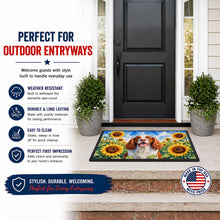 Load image into Gallery viewer, Welsh Springer Spaniel in Sunflowers Doormat Front Door Mat Indoor Outdoor Rugs for Entryway, Non Slip Washable Low Pile, 24H X 36W