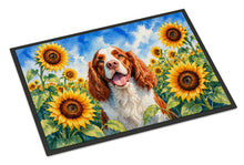 Load image into Gallery viewer, Welsh Springer Spaniel in Sunflowers Doormat Front Door Mat Indoor Outdoor Rugs for Entryway, Non Slip Washable Low Pile, 24H X 36W